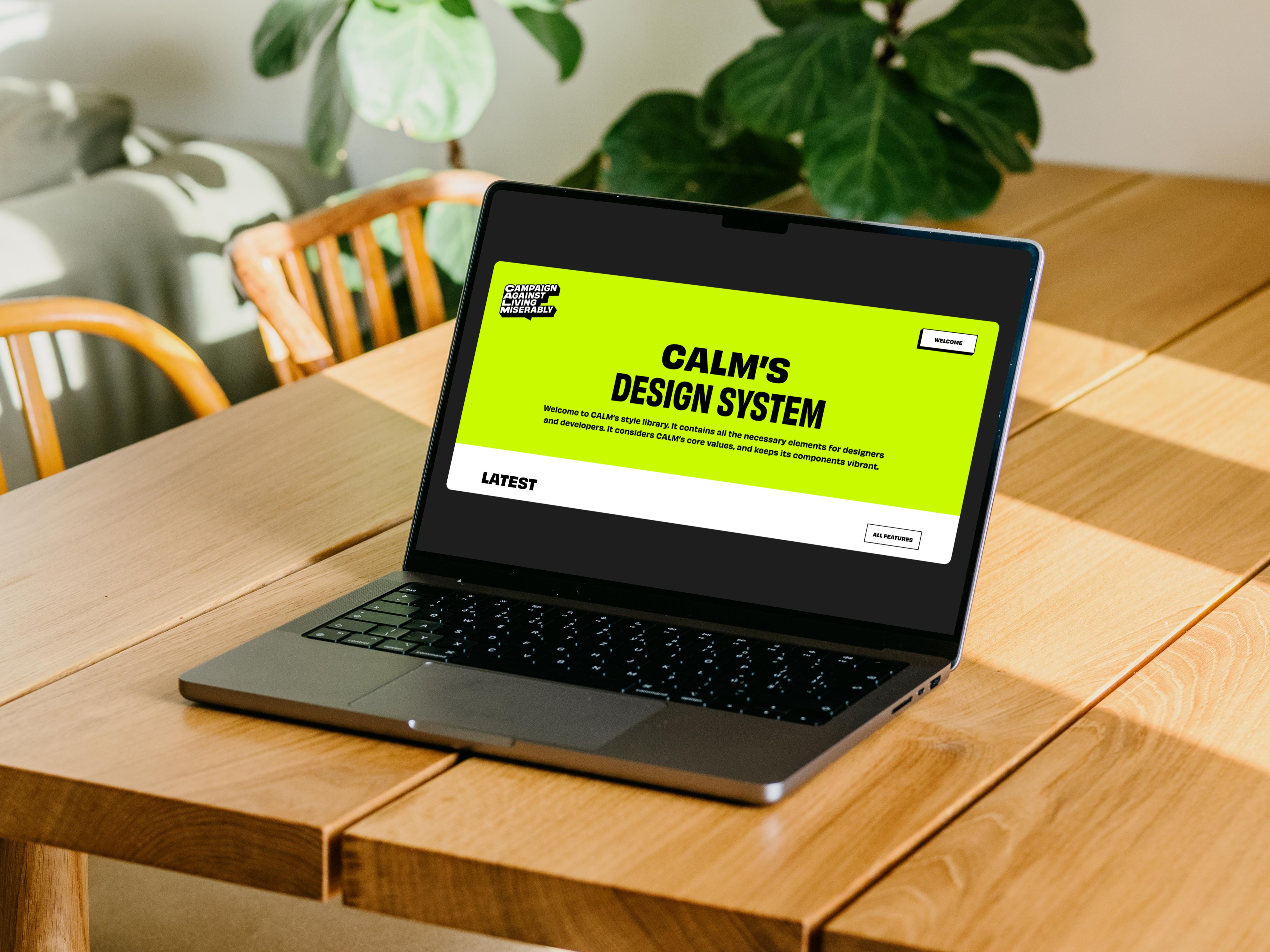 A preview of the CALM Design System in Figma, showing the welcome page that introduces you to the file.