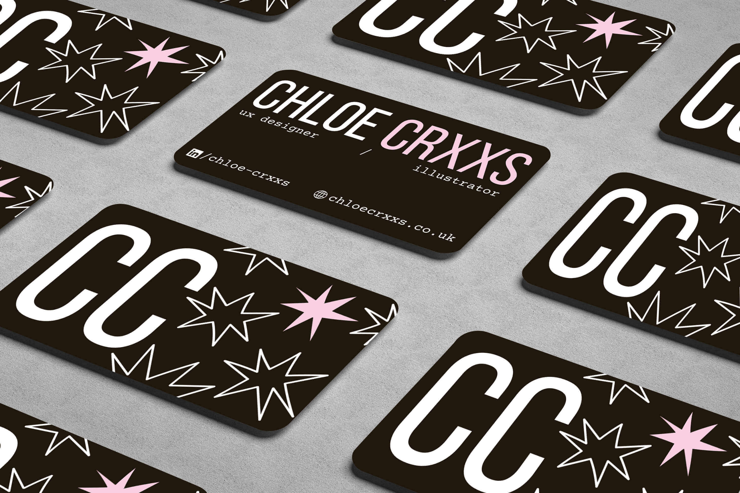 Lots of business cards laid out on a table